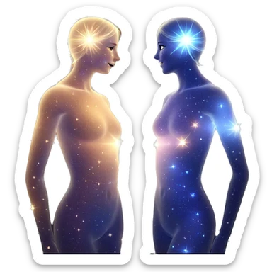 glowing stars and girl beauty sticker