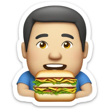 Fat man eating subway sticker
