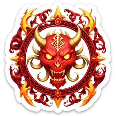 Chaotic infernal sigil pulsating with red energy, ritual magic aesthetic sticker