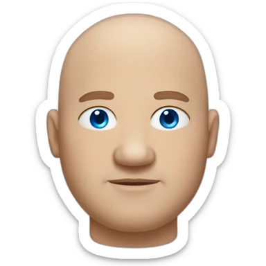 Fat bald guy with blue eyes sticker