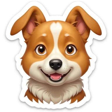 Cinematic Comical Domestic Dog Portrait Emoji, Head tilted dramatically with an exaggeratedly amused expression, featuring a striking coat with a playful glimmer and wide, expressive eyes brimming with humorous disbelief, Simplified yet hilariously expressive features, highly detailed, glowing with a slightly sassy glow, high shine, dramatic yet playful, stylized with an air of cheeky mischief, soft glowing outline, capturing the essence of a spirited and over-the-top dog that looks ready to side-eye its way into internet fame instantly! sticker