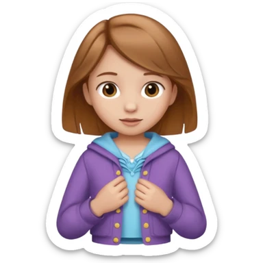 a little girl changing clothes sticker