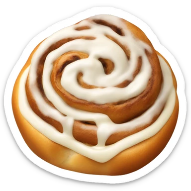 A cinnamon bun with white sauce  sticker