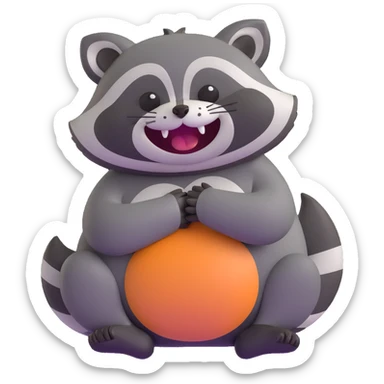 raccoon clutching belly, laughing with tears, eyes squeezed shut sticker