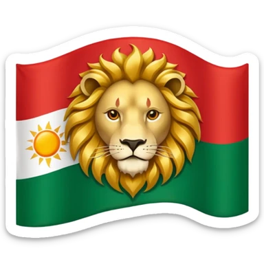 Lion and sun logo in the red white and green flag sticker