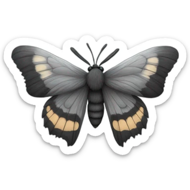 Black and grey fluffy moth sticker