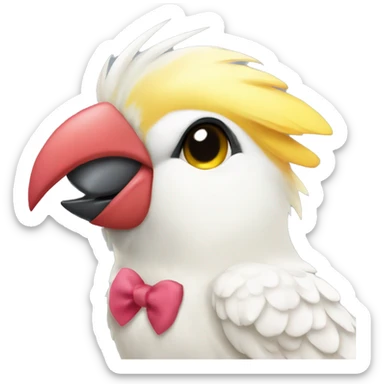 A cockatiel with a bow on her head blushing  sticker