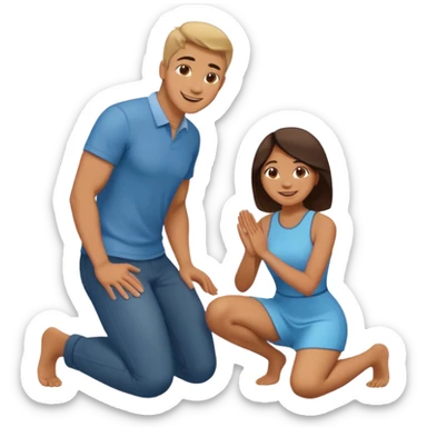 Woman kneeling in front of man sticker