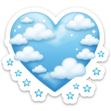 light blue heart with clouds and stars sticker