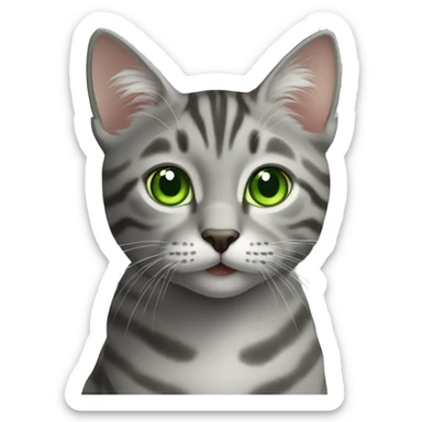 grey tabby cat green eyes sticker