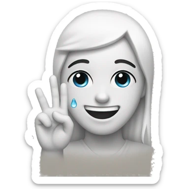 happy tears with peace fingers sticker