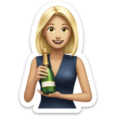 À blonde woman opening a bottle of champagne sticker