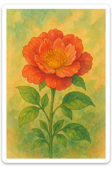 a single flower, ghibli style sticker