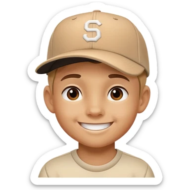 kid with a sideways baseball cap, smiling sticker