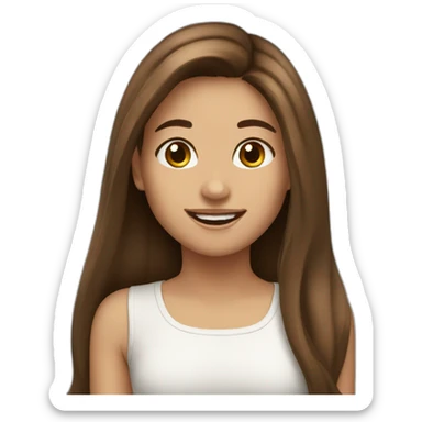 girl long brown hair happy sticker