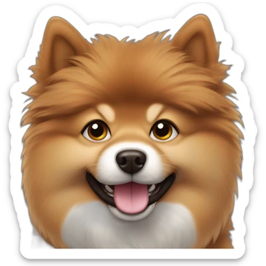 Spitz dog happy face only dark brown color hairy sticker