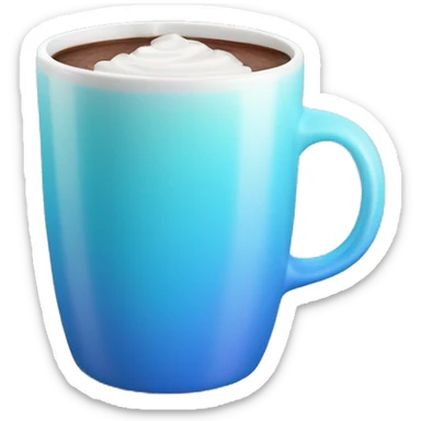 Realistic isolated gradient light blue hot chocolate mug. sticker