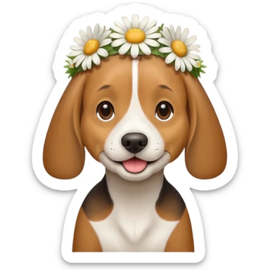 Beagle wearing a daisy flower on its head  sticker