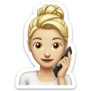 women white with blonde hair tied up in a bun with phone sticker