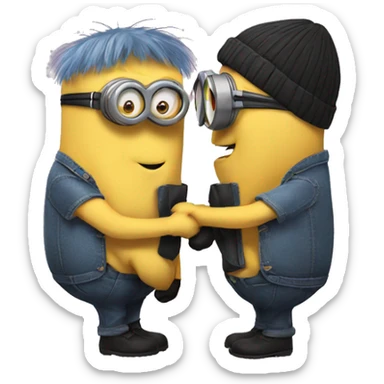 Minions kissing  sticker