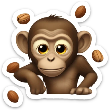 A monkey who has a mouthful of nuts and they fall out sticker