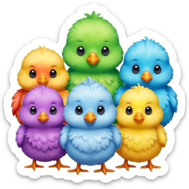 Rainbow colored baby chicks  sticker