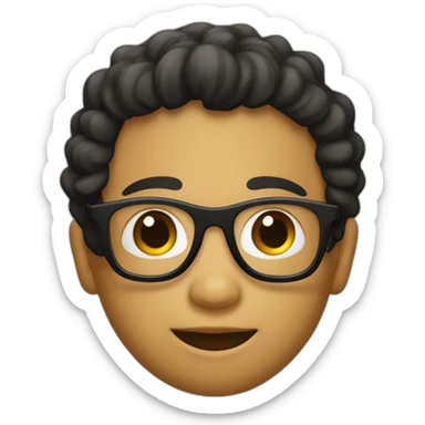 Niño con pelo rizado negro y gafas sticker