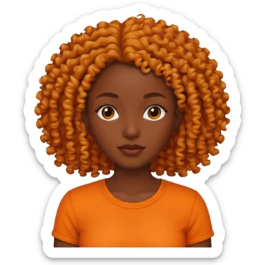 dark skin woman with organge shirt and curly hair sticker