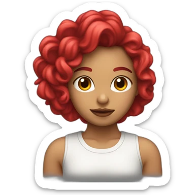 Chica pelo rizado con una rosa roja sticker