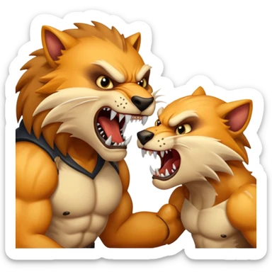 brutal fight between two animal sticker