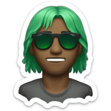 Frank ocean with green hair and left hand covering his eyes sticker