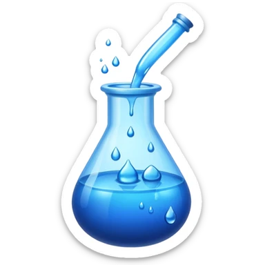 Blue potion bottle open with the liquid falling out sticker