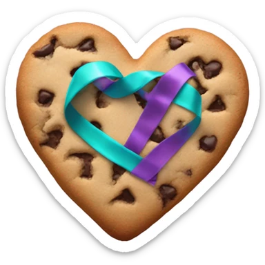 Cookie heart with teal purple awareness ribbon sticker