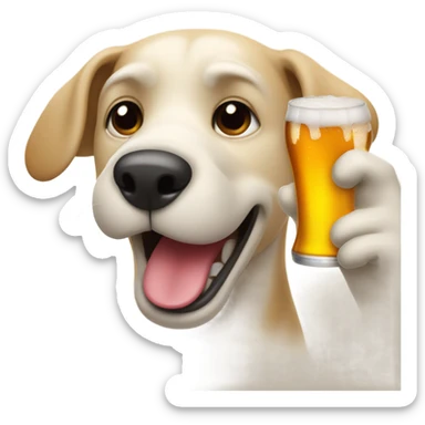 Dog drinking beer sticker