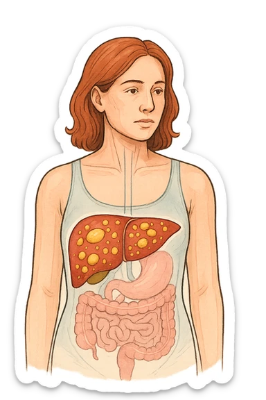 donna con fegato grasso sticker