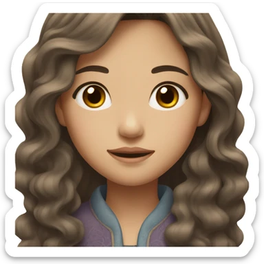 Beautiful girl,Brown hair,wavy hair，long hair,Black eyes,Chinese sticker