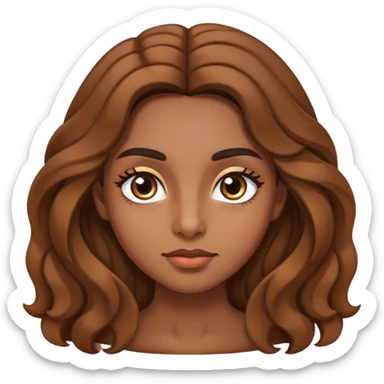 chica morena con pelo largo, ondulado, cejas de choni y ojos rasgados sticker