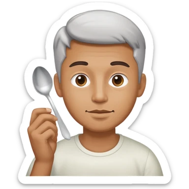 Man eatin with spoon sticker