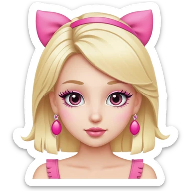 Cute blonde character with exaggerated eyelashes and pink accessories sticker