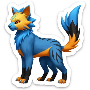 Manectric-Luxray-Bobcat-Fakémon-fusion-animal-creature, full body  sticker
