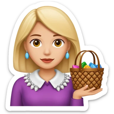 Mujer con collar de conchas de compras  sticker