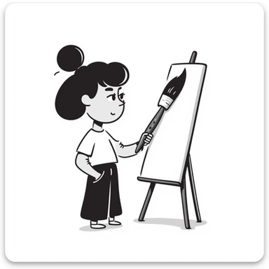 A girl holding a brush sticker