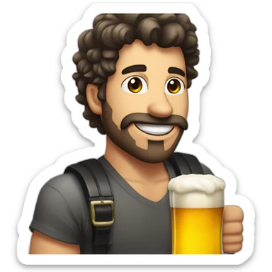 Hombre blanco con pelo negro corto sosteniendo una jarra de cerveza sticker