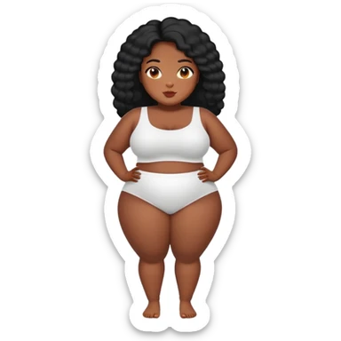 Please create a picture of a plus black girl with a flat bum sticker