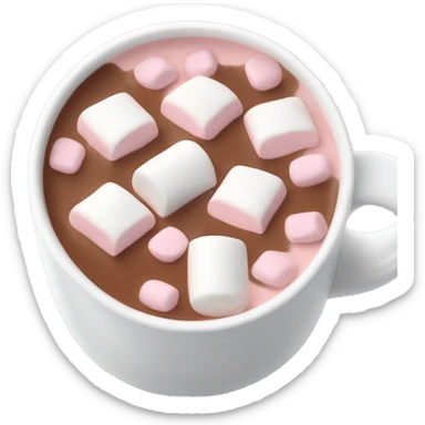 Light Pink mug of hot chocolate with marshmallows  sticker