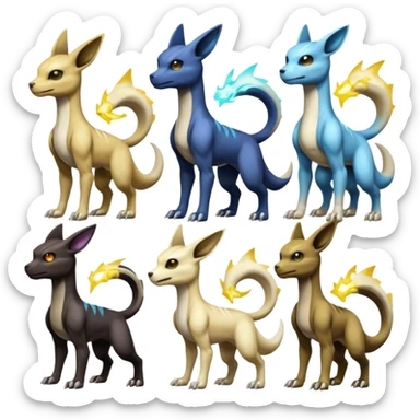 Duskull-Manectric-Electrike-Lucio-Cubone-Umbreon-Marowak-Draco-Fakémon-hybrid-creature (full body), 4 legs sticker