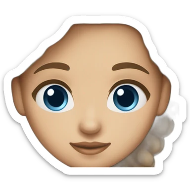 light skin woman long brown hair and blue eyes, middle eastern descent sticker