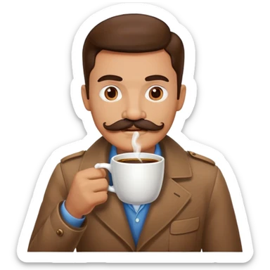 hombre con bigote tomando un cafe  sticker