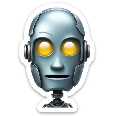 a robot sweating and smiling nervously sticker