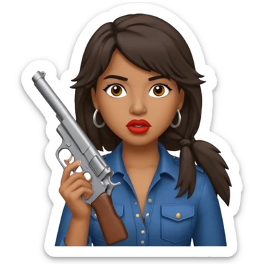 latina with mullet putting gun in her mouth sticker